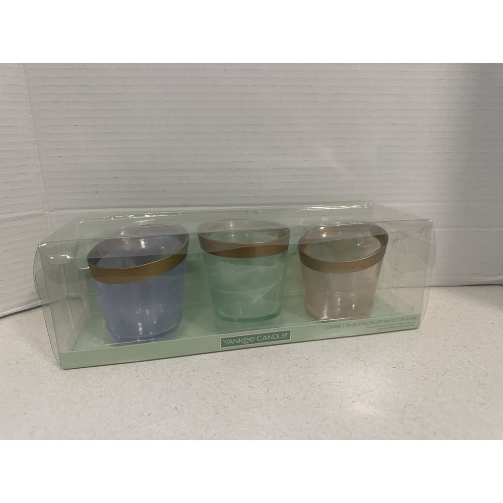 Yankee Candle Spring Pearlescent Votive Tealight Candle Holder Set (3) NIP